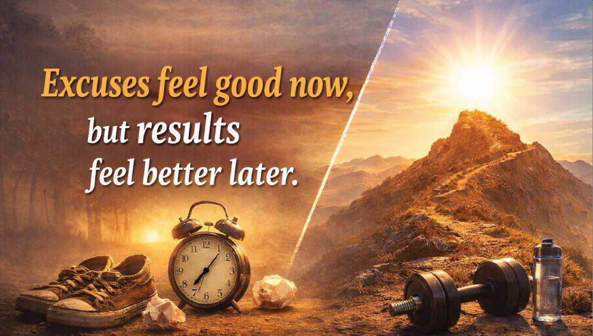 Excuses feel good now, but results feel better later