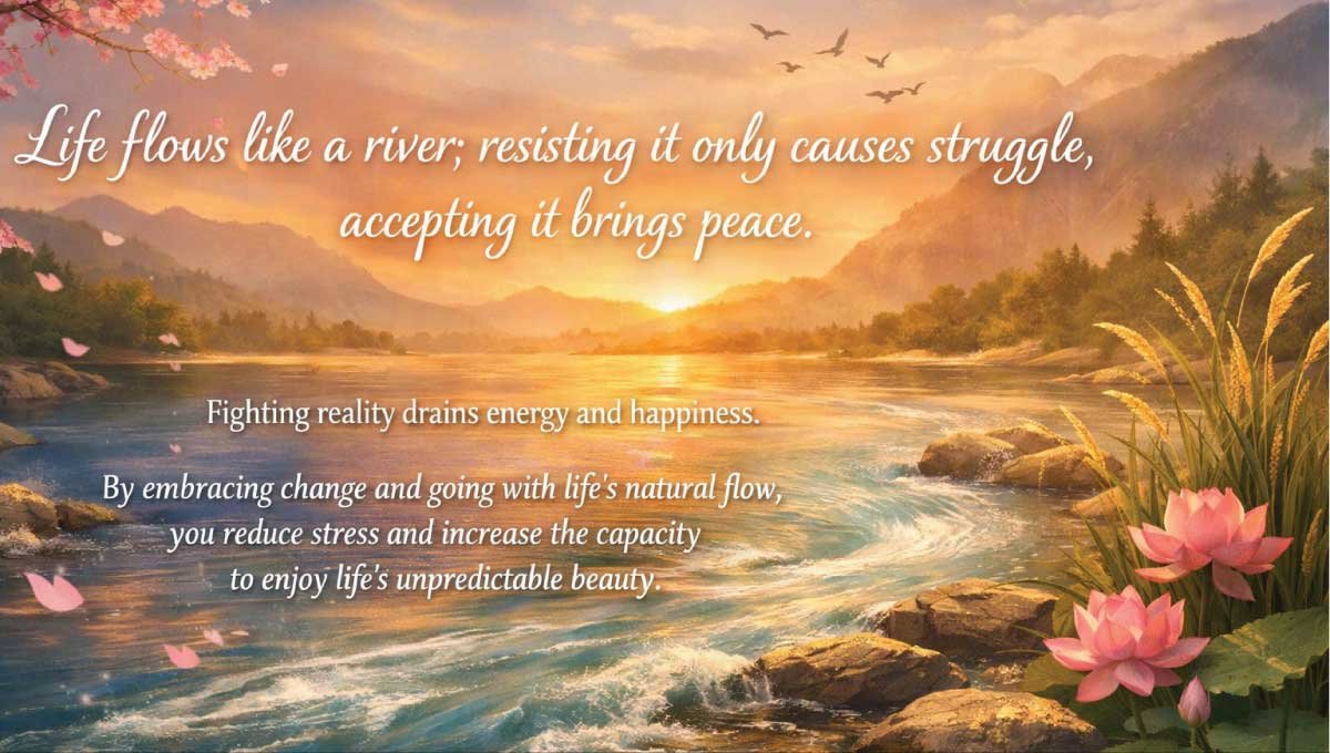 Life flows like a river; resisting it only causes struggle, accepting it brings peace