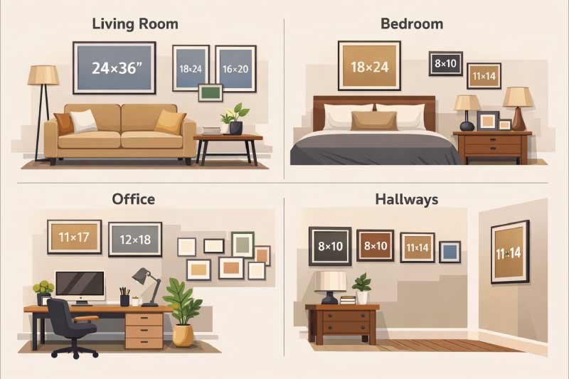 Poster Frame Sizes for Different Rooms